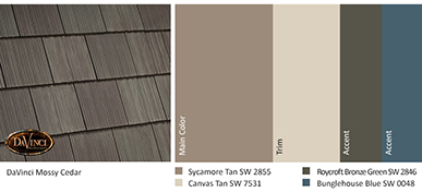 Color Ideas for DaVinci Roofscapes Mossy Cedar Shakes